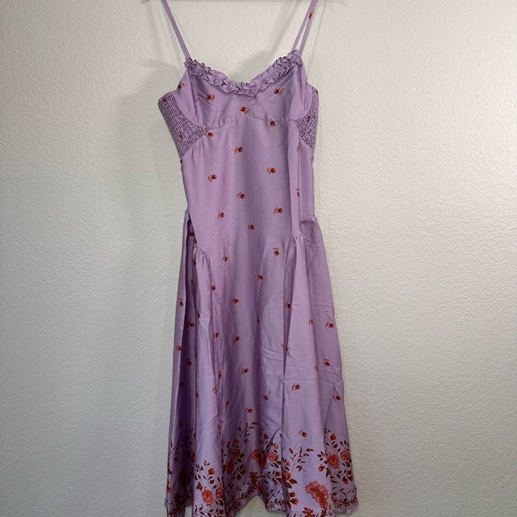Free People On My Own Floral Satin Nightgown - Lilac Combo Women's SP - Picture 2 of 9